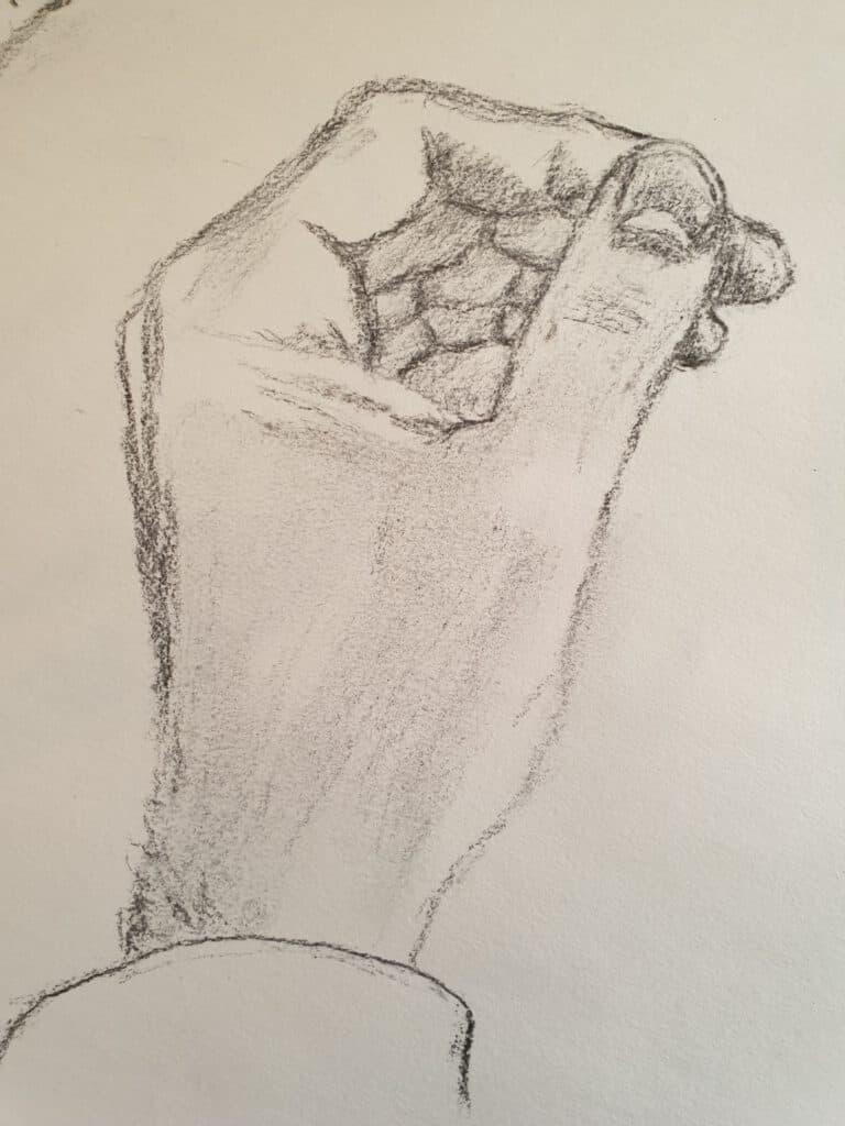 Tekening van een hand - Peter den Boer