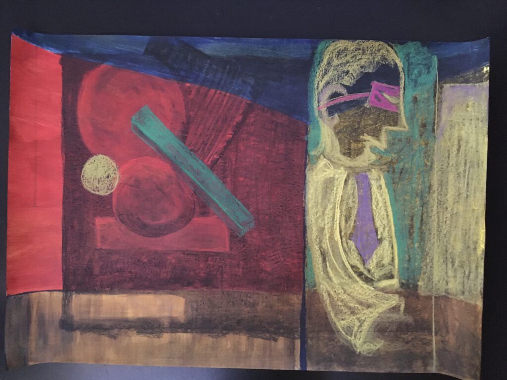 Tekening met krijt door Harmina Snoodijk